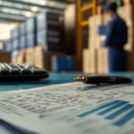 A scene in a warehouse depicting the calculation of inventory carrying costs
