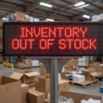 Inventory out of stock warehouse management crisis showing supply chain disruption product availability shortage and inventory replenishment challenge.